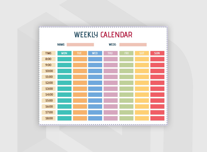 Colorful Weekly Calendar