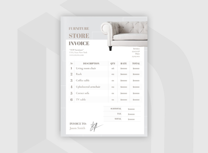 Furniture Store Invoice