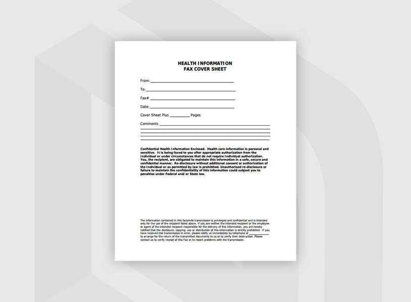 Health Information Fax Cover Letter
