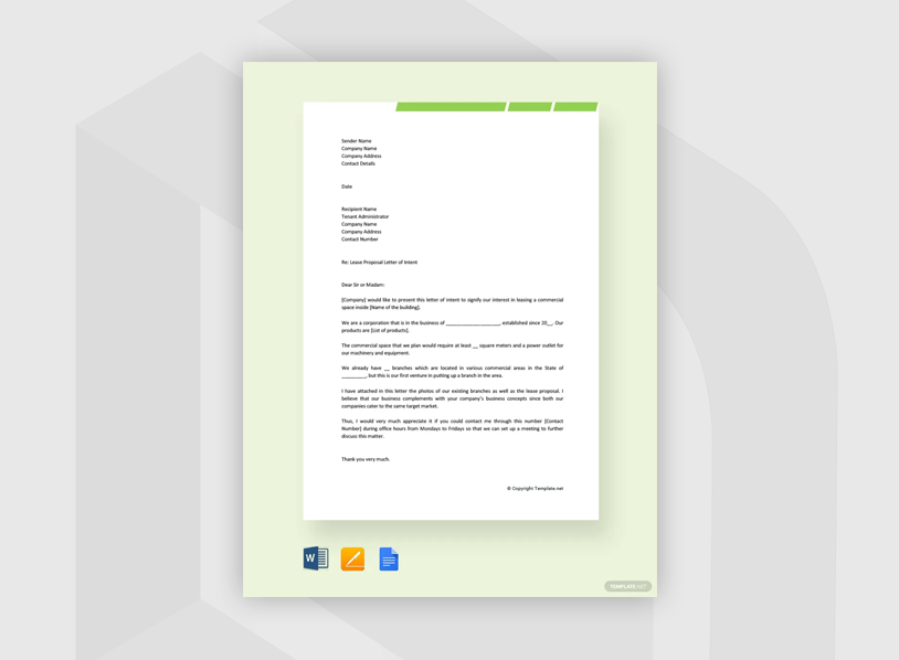 Lease Proposal Letter of Intent
