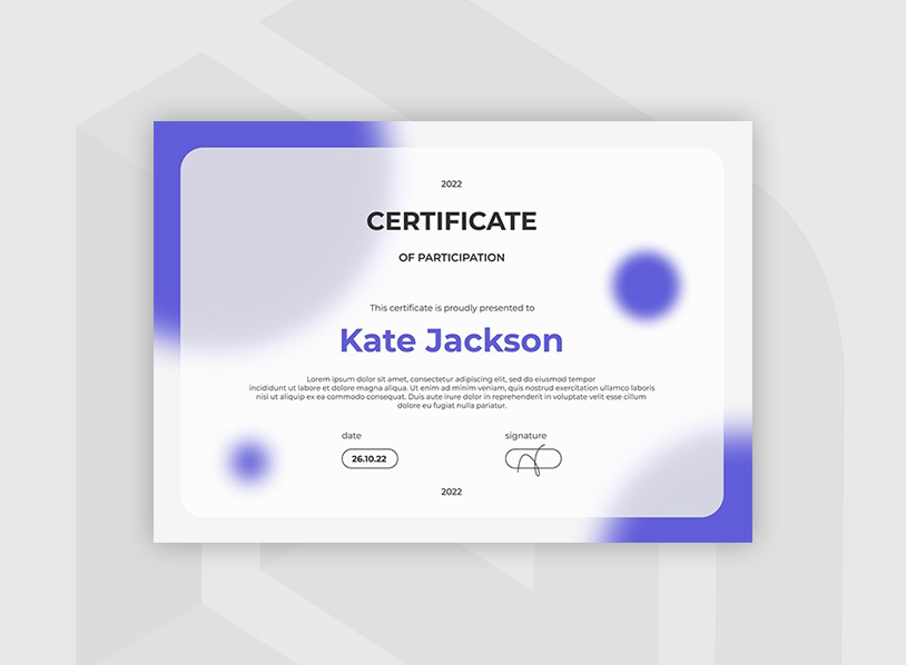 Modern Purple Participation Certificate
