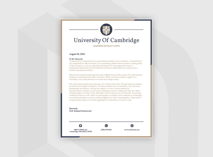 Modern University Letterhead