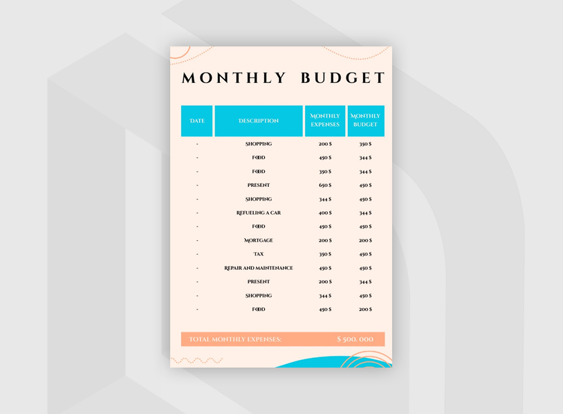 Pretty Monthly Budget