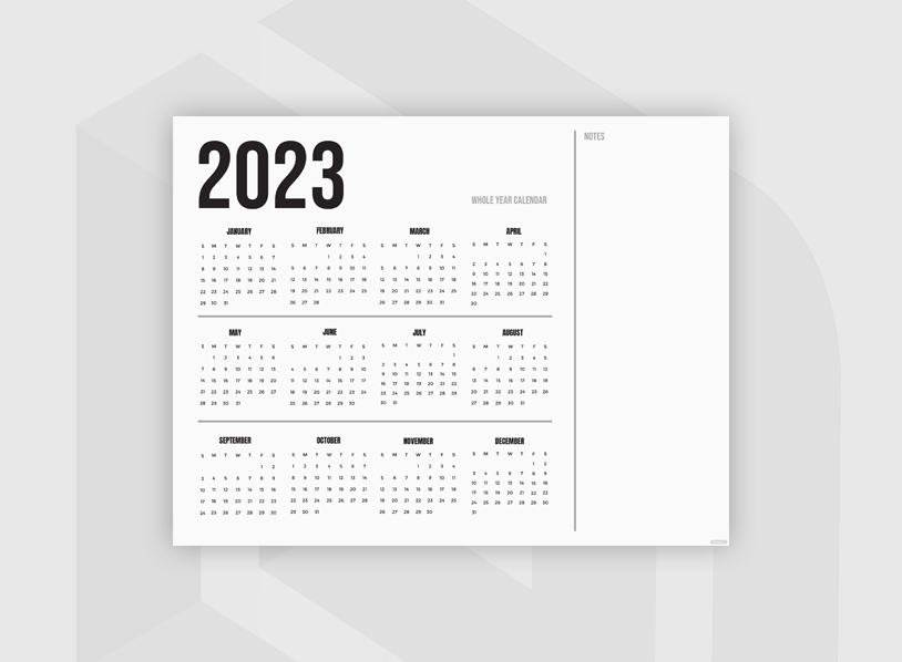 Printable Year 2023 Calendar