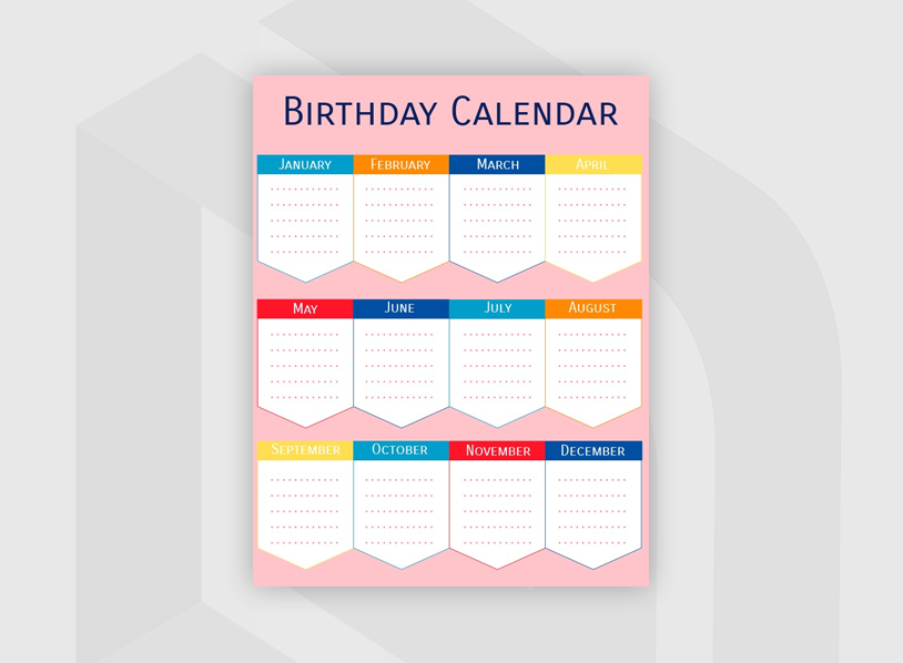 Rose Birthday Calendar