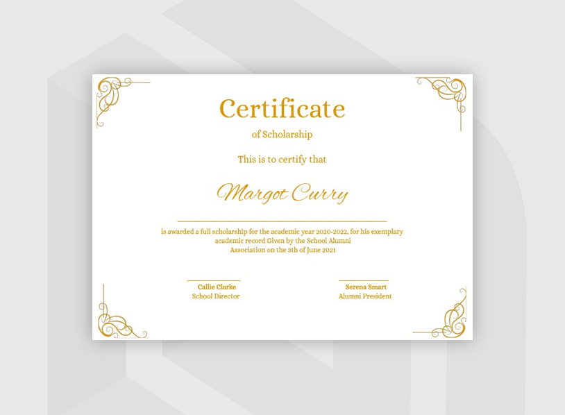 Scholarship Certificate