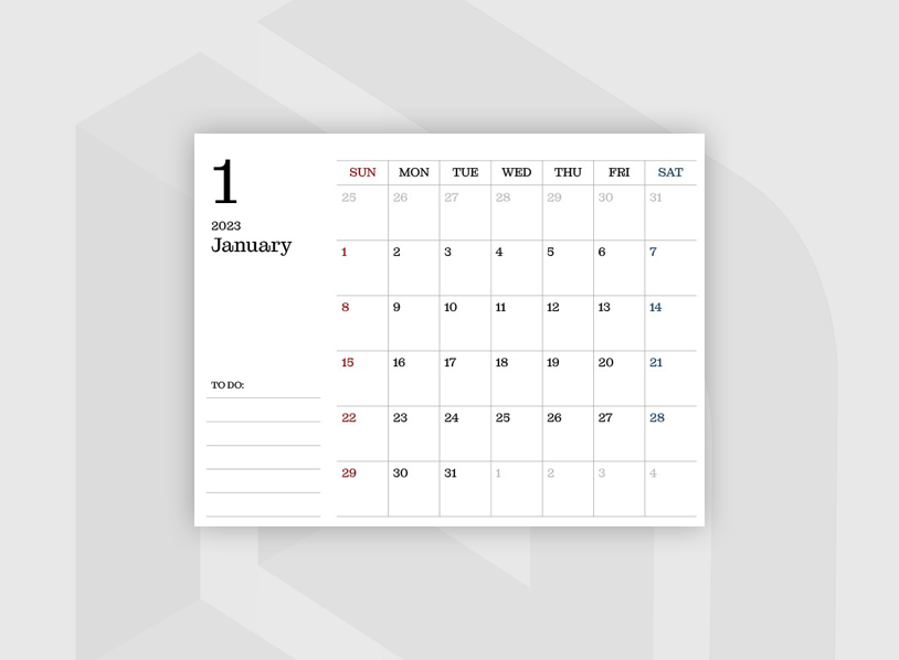 White Classic Calendar
