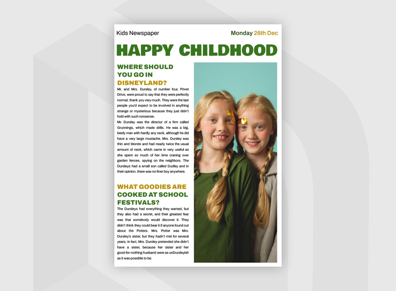 Airy and Bright Children's Newspaper