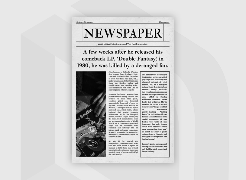 Old Gray Newspaper Obituary