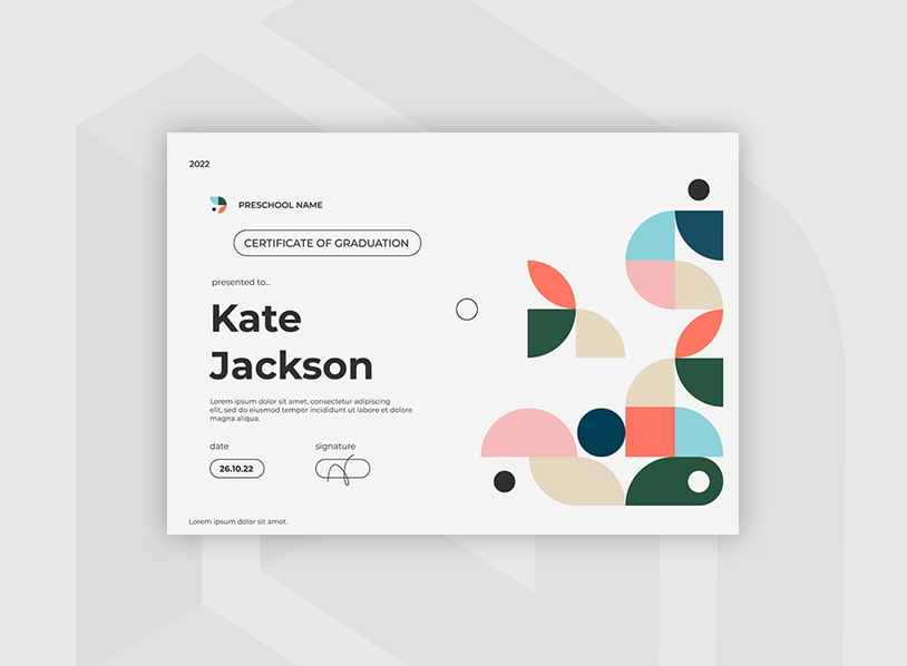 Colored Preschool Certificate