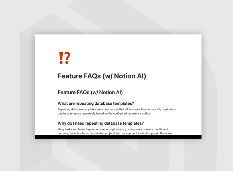 Feature FAQs