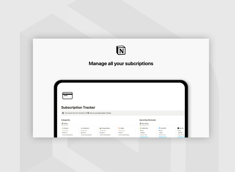 Notion Subscription Tracker