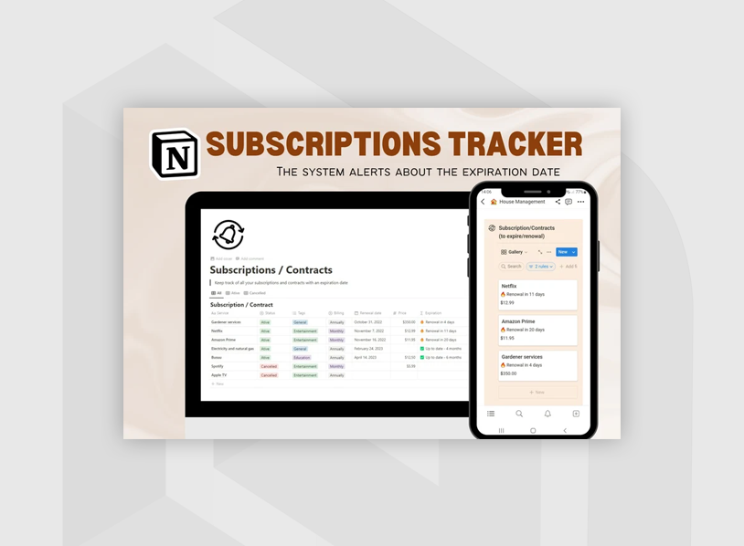 Subscription Status Notion Template