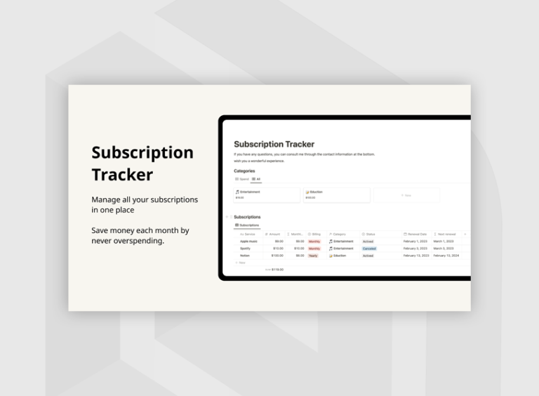 30+ Best Notion Subscription Tracker Templates for Recurring Expenses