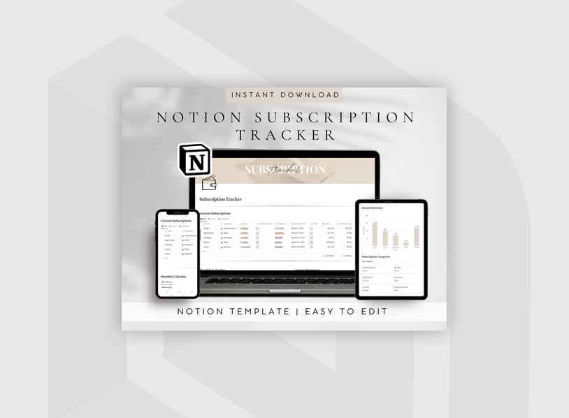 Subscription Tracker Notion Template