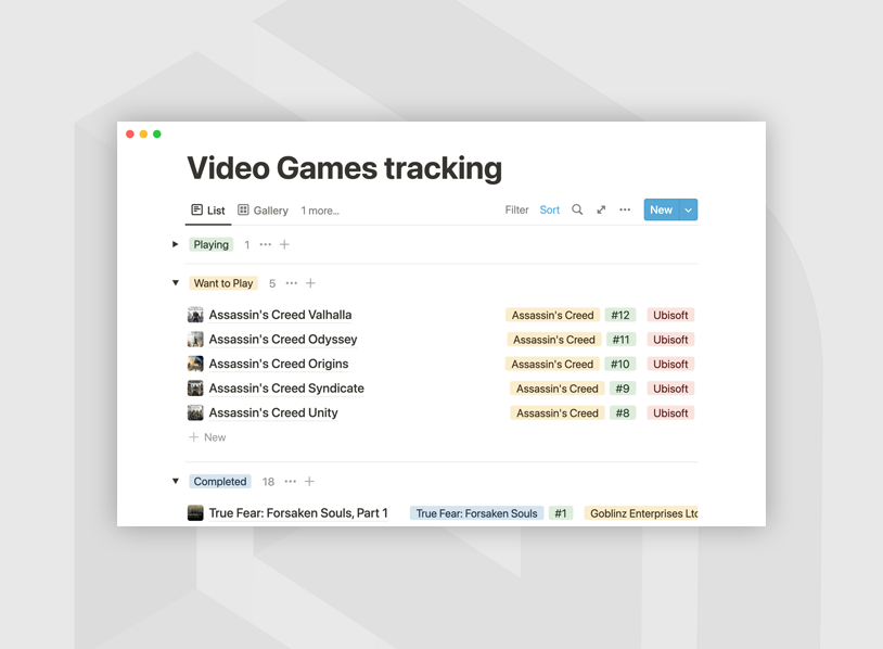 Video game tracker