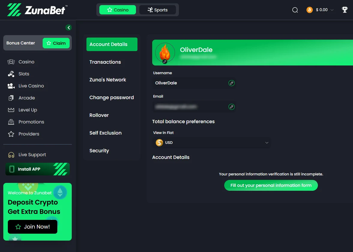 Members Area at Zunabet