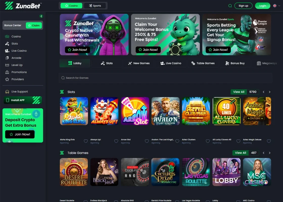 Zunabet Homepage