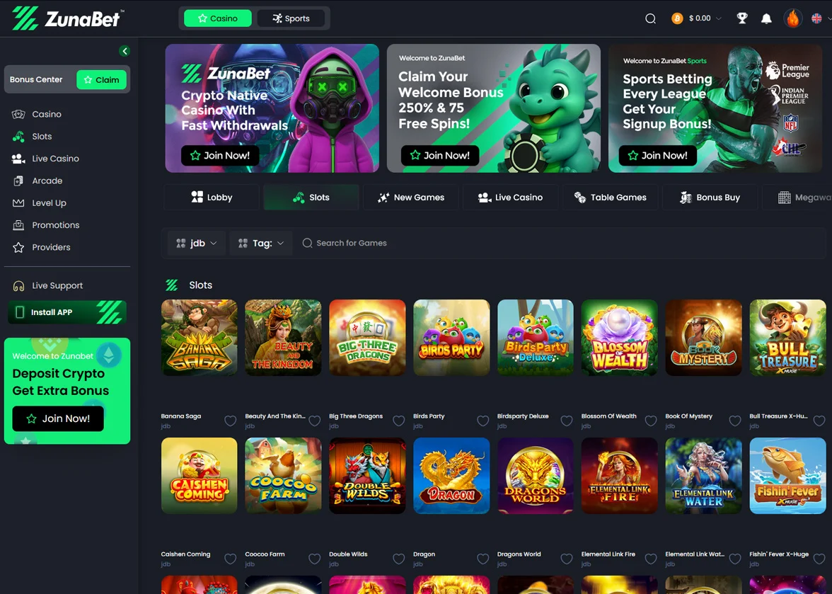 ZunaBet Slot Games